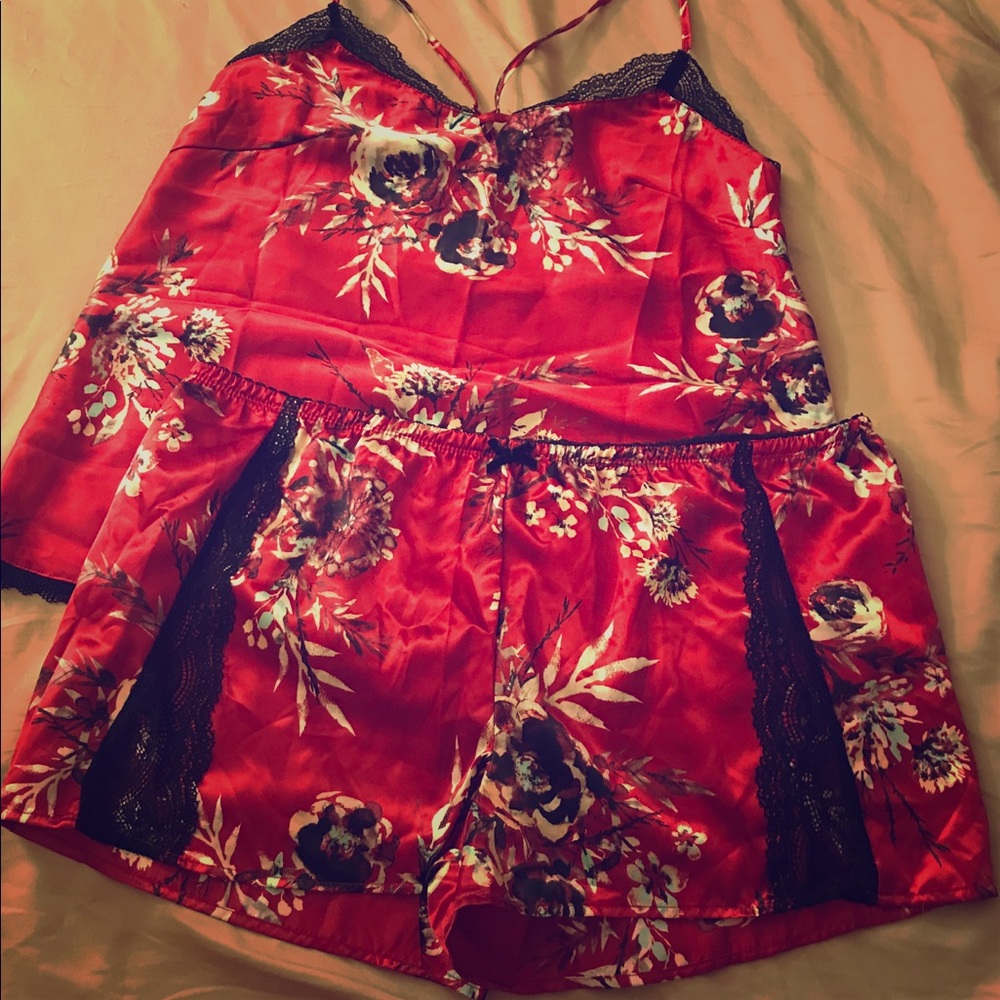 Satin Floral 2pc PJ set